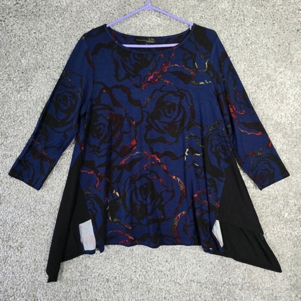 Liv by Habitat Women Asymmetrical Top Size Small Abstract Artsy